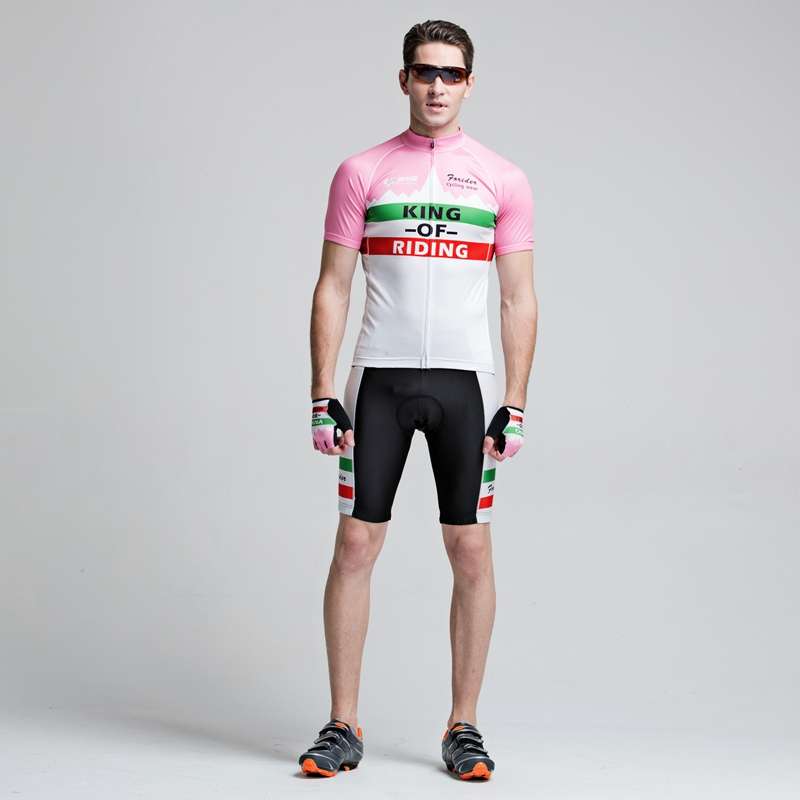 Forider Men Summer Sports Cycling Shorts Bicycle Jersey Quick Dry Cycling Short Sleeve Set Polyester