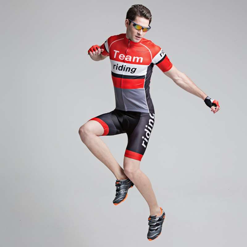 Forider Men Summer Sports Cycling Shorts Bicycle Jersey Quick Dry Cycling Short Sleeve Set Polyester