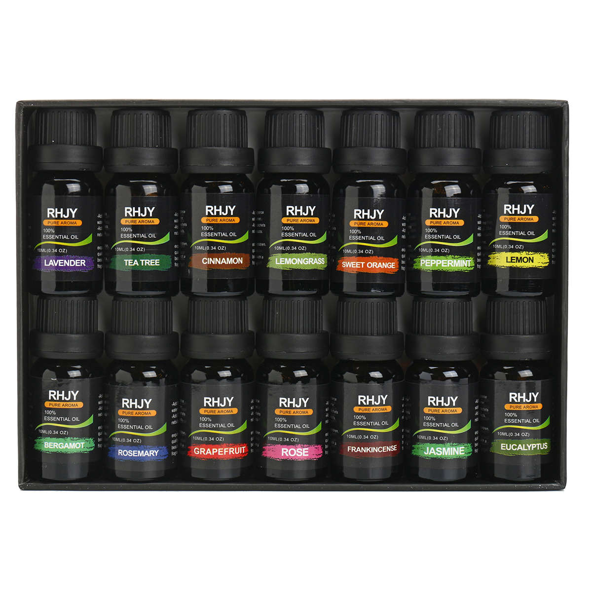 RHJY 14Pcs/Set 10ml 100% Pure Natural Aromatherapy Essential Oil Therapeutic Plant