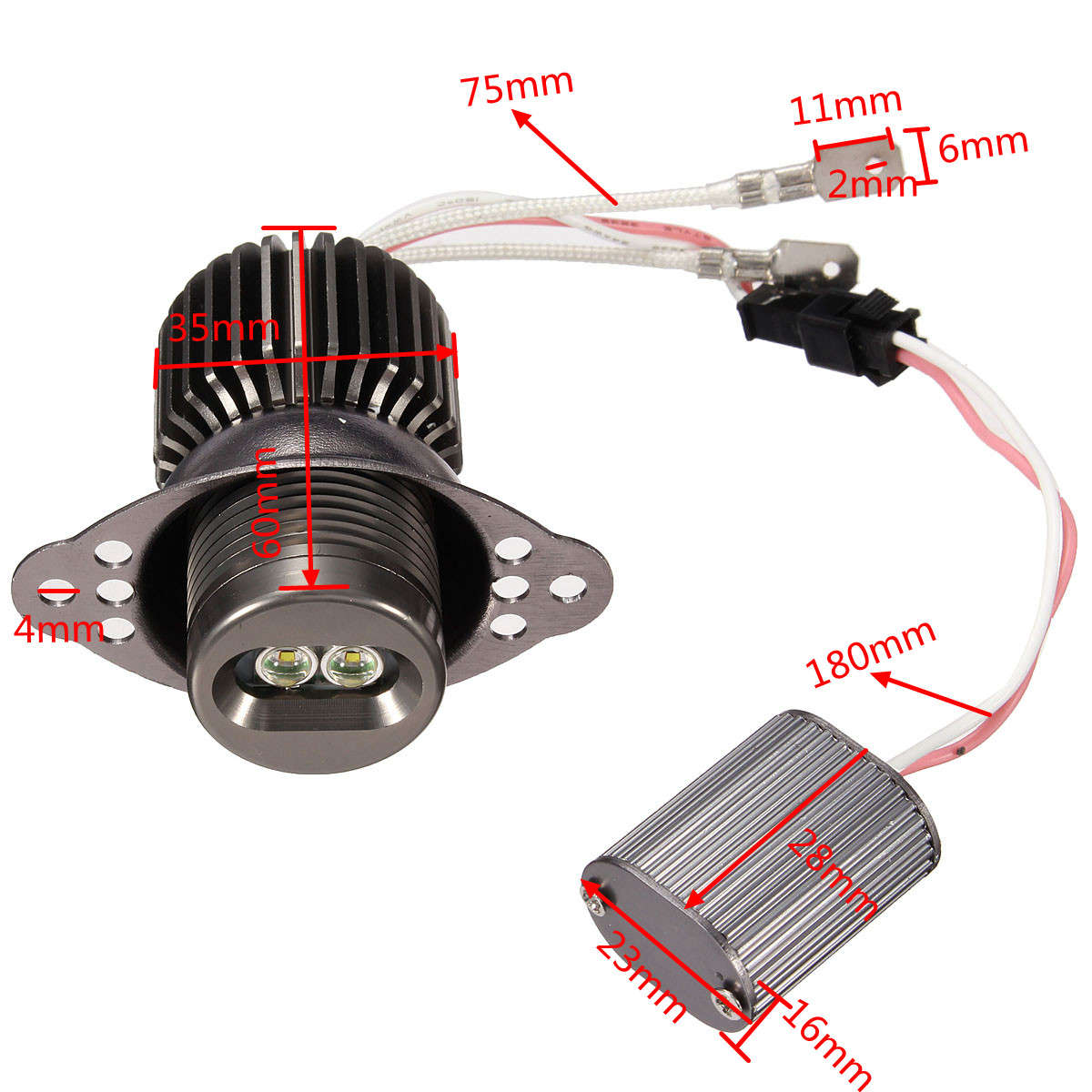 Pair 20W LED Angel Eyes Halo Ring Light Side Marker Bulb Error Free For BMW E90 E91