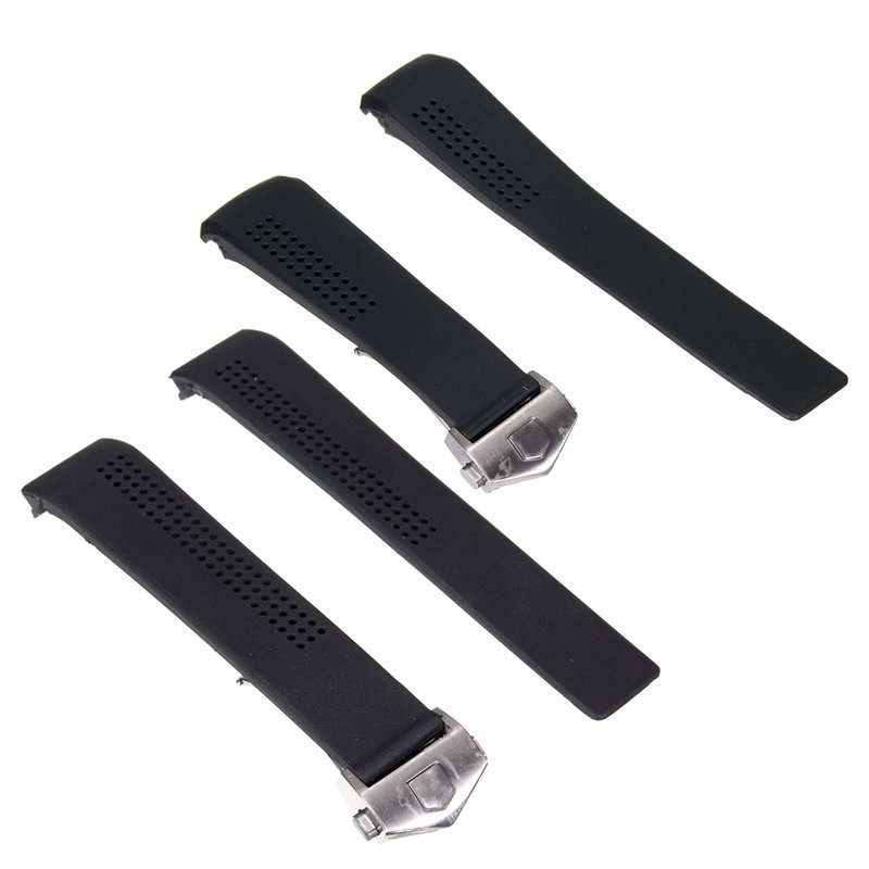 20/22mm Black Rubber Band Strap For TagHeuer CV2014