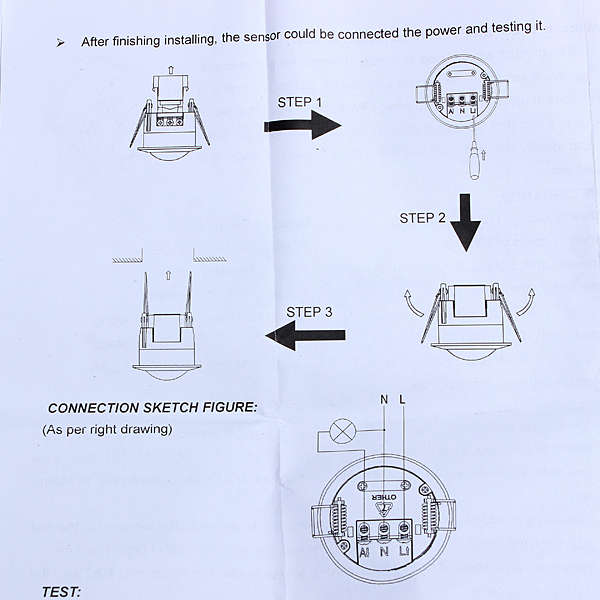 360 Degree Mini Recessed PIR Ceiling Motion Sensor Detector Switch