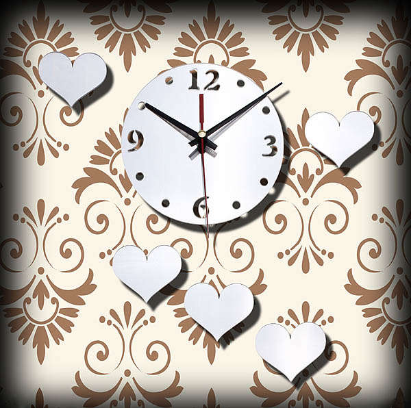 DIY 3D Home Modern Love Wall Clock Decor Mirror Living Room
