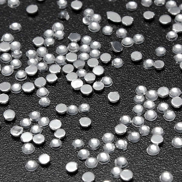 100PCS Clear Round Gems Rhinestones DIY Nail Art Tips Decorations