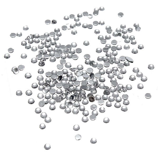 100PCS Clear Round Gems Rhinestones DIY Nail Art Tips Decorations