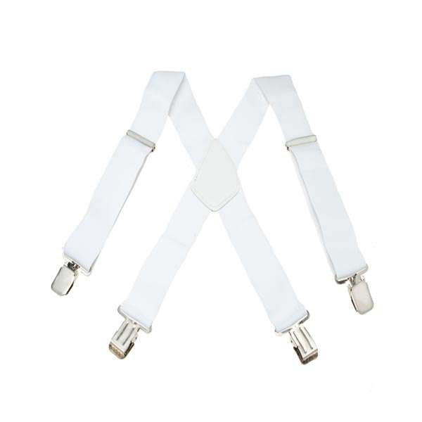 Mens Terylene 4 Clips High Stretch Elastic Black White Suspenders