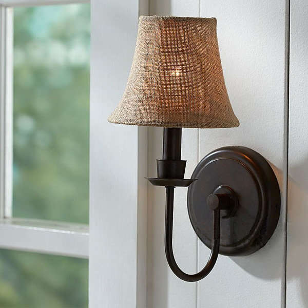 American Style Antique Brief Linen Iron Wall Lamp Bedside Aisle Light