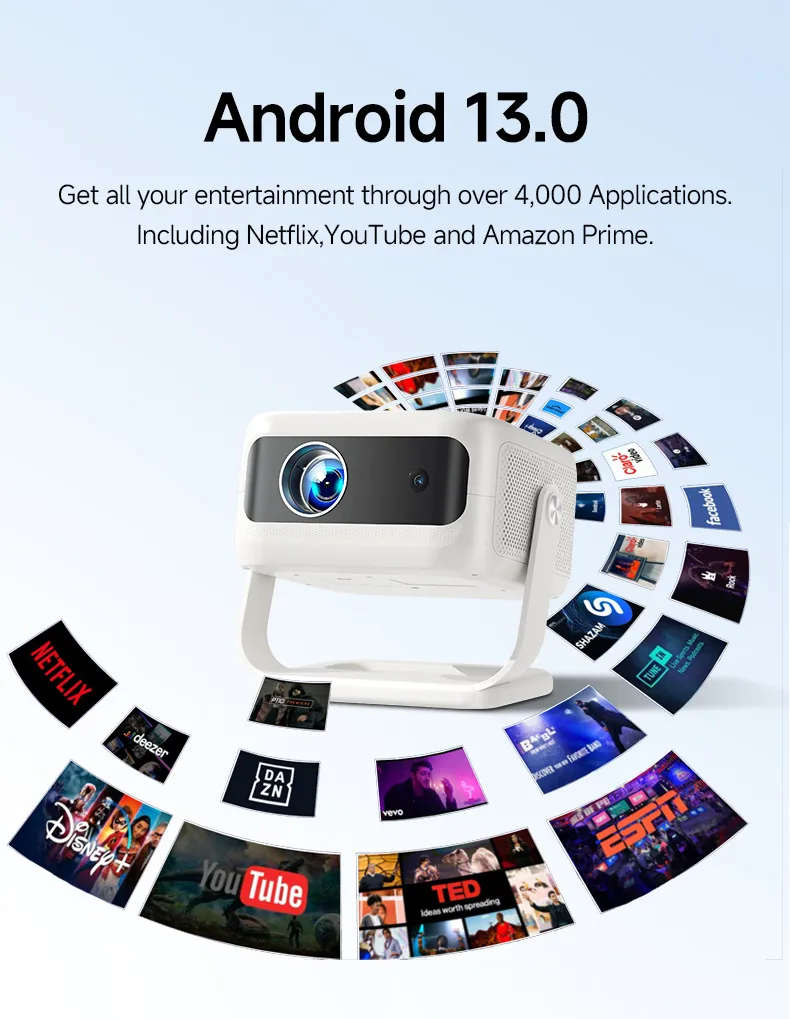 Full HD 1920*1080P Projector Portable Android 13 3D LED Video Projectors