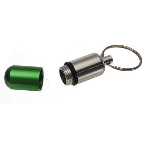 Waterproof Aluminum Pill Box Case Holder Keychain Bottle Container (Color Silver)