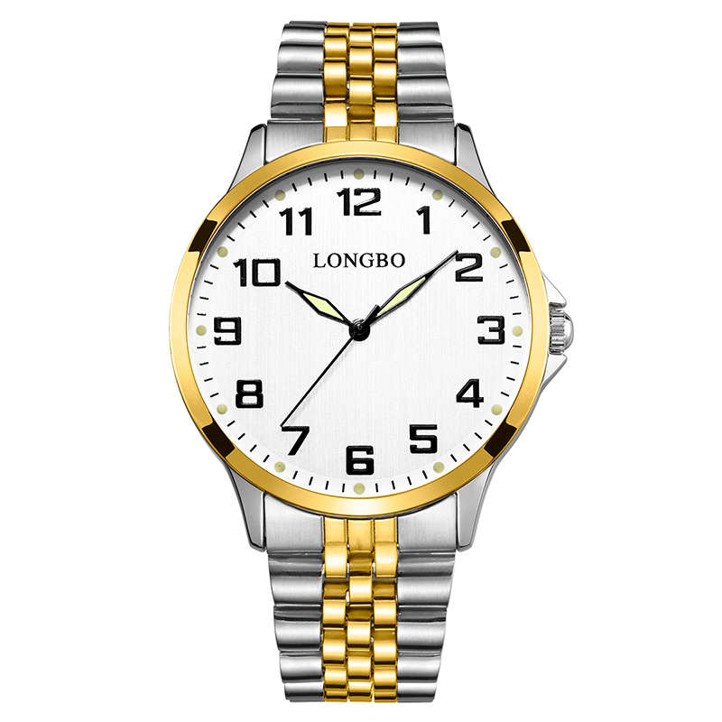 New LONGBO 80499 Luxury Men Women Stainless Steel Strap Simple Casual Dial Coupl