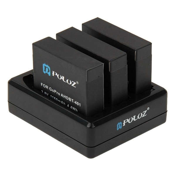 New PULUZ 3-channel Battery Charger for Gopro Hero 4 AHDBT-401