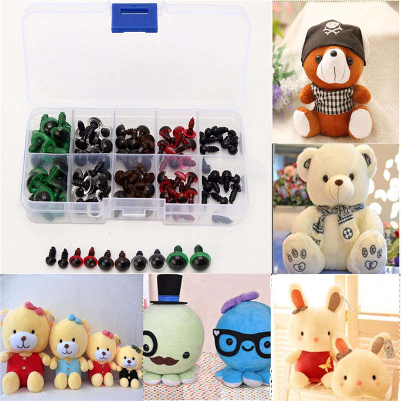 100pcs 6-12mm Plastic Safety Fine Eyes For Teddy Bear Animal Puppet Crafts Doll