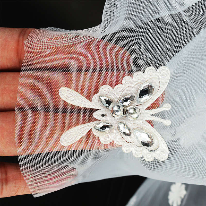 Elegant Ivory Cathedral Length Butterfly Petal Bride Wedding Bridal