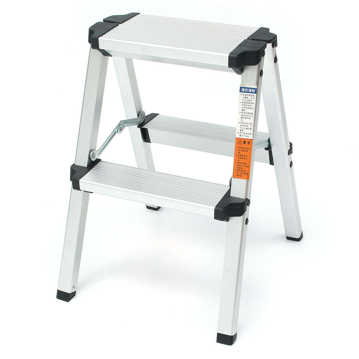 New 150KG Maximum Load 2 Step Stool Folding Ladder Anti Slip Safety Aluminium Ladder