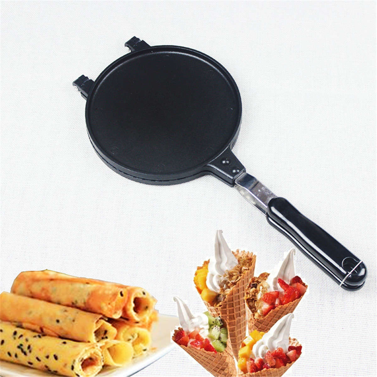 17cm Round Waffle Crispy Cone Bakeware Ice Cream Egg Roll Maker Baking Mold