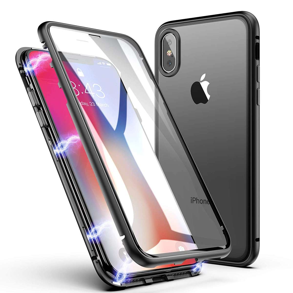 New Bakeey 360 Full Body Magnetic Adsorption Aluminum Front & Back Glass Protective Case