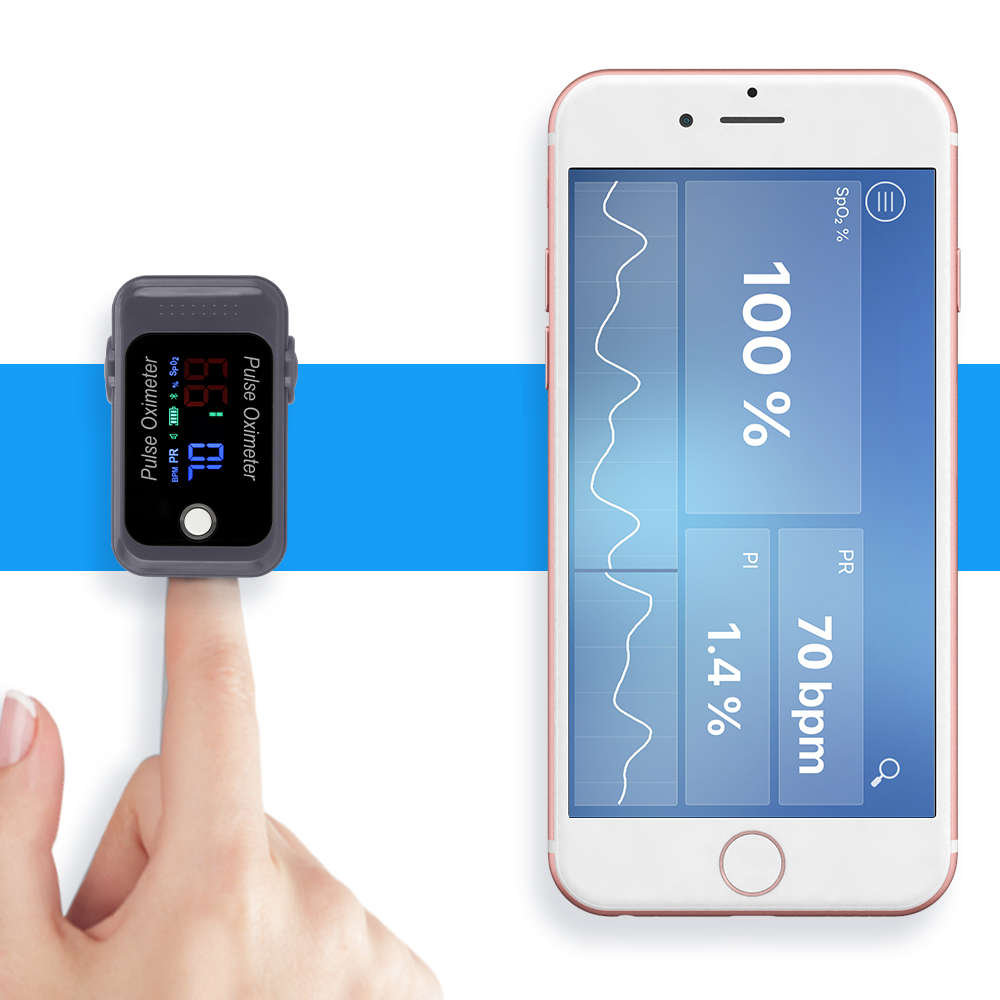 Android iOS Bluetooth 4.0 / 5.0 Fingertip Pulse Oximeter Accurate Smart Household Child Adult