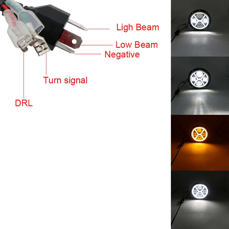 7`inch Waterproof Motorcycle Headlight Round LED Projector
