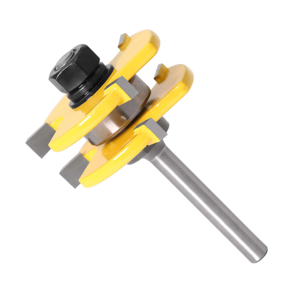 3Pcs 6mm 1/4 Shank Tongue & Grooving Joint Router Bit 45 Degree Lock Miter Router Set Stock Wood Cut
