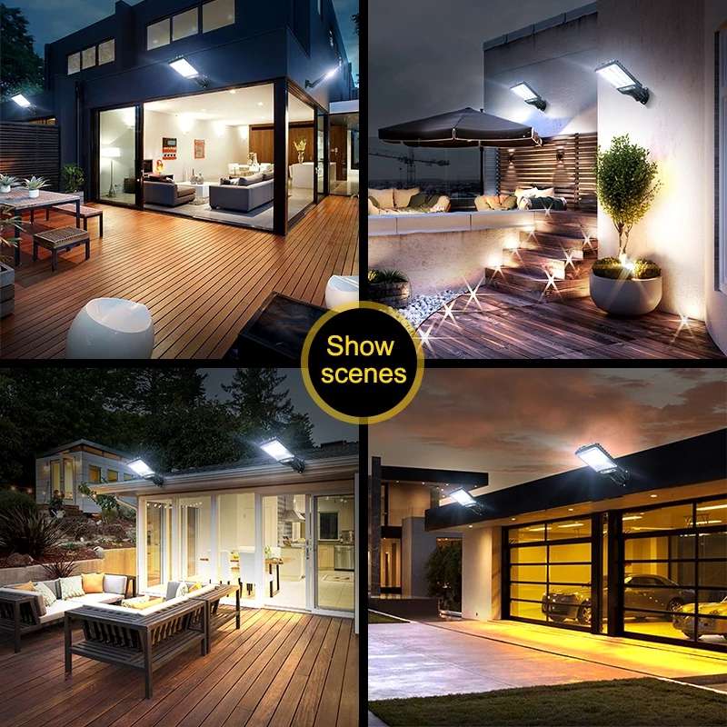 3 Light Mode LED Solar Street Light Outdoor Waterproof Motion Sensor Security Lighting for Garden Pa