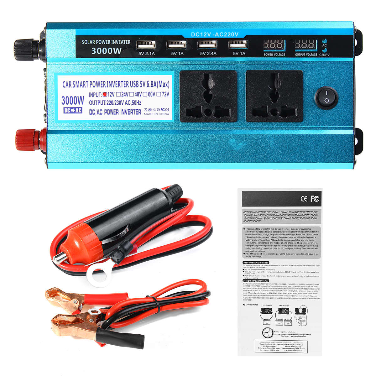 3000W Dual Display Peak Solar Power inverter inverter Modified Sine Wave Inverter