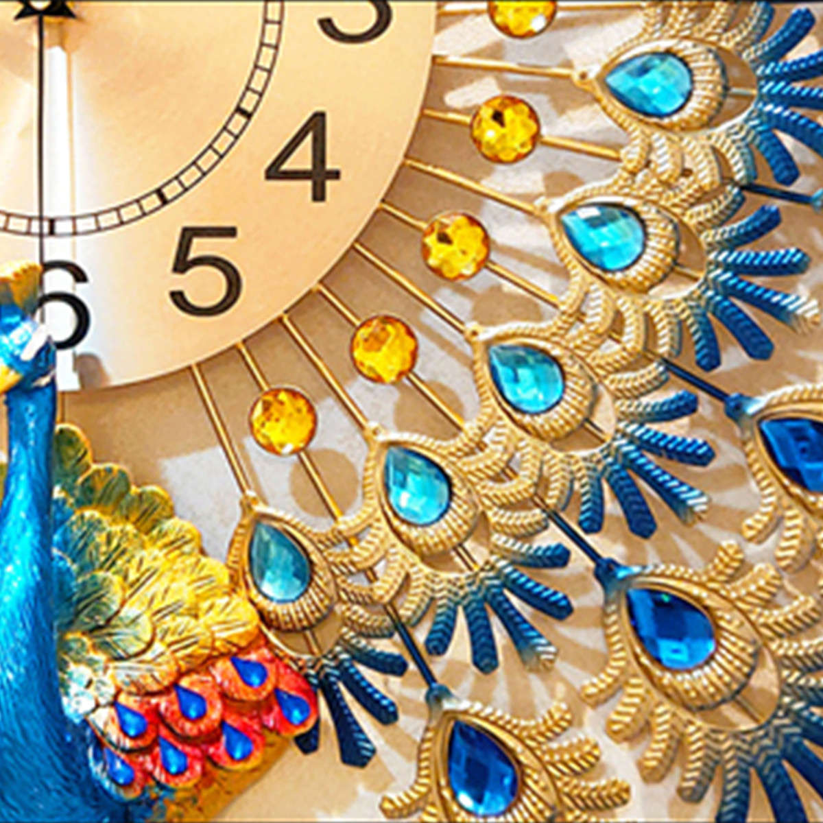 70*65cm Modern Large Peacock Wall Clock Quartz Clock Living Room Mute Home Decor...
