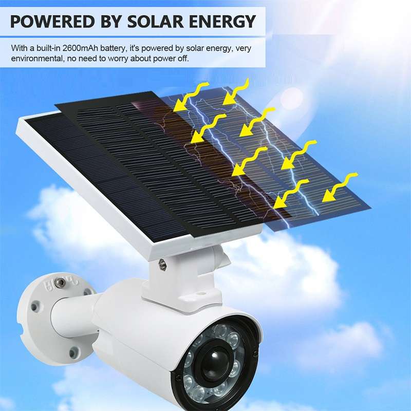 Simulation Solar surveillance Camera Solar Powered Flash Fakes Surveillance Security Camera with 8PC