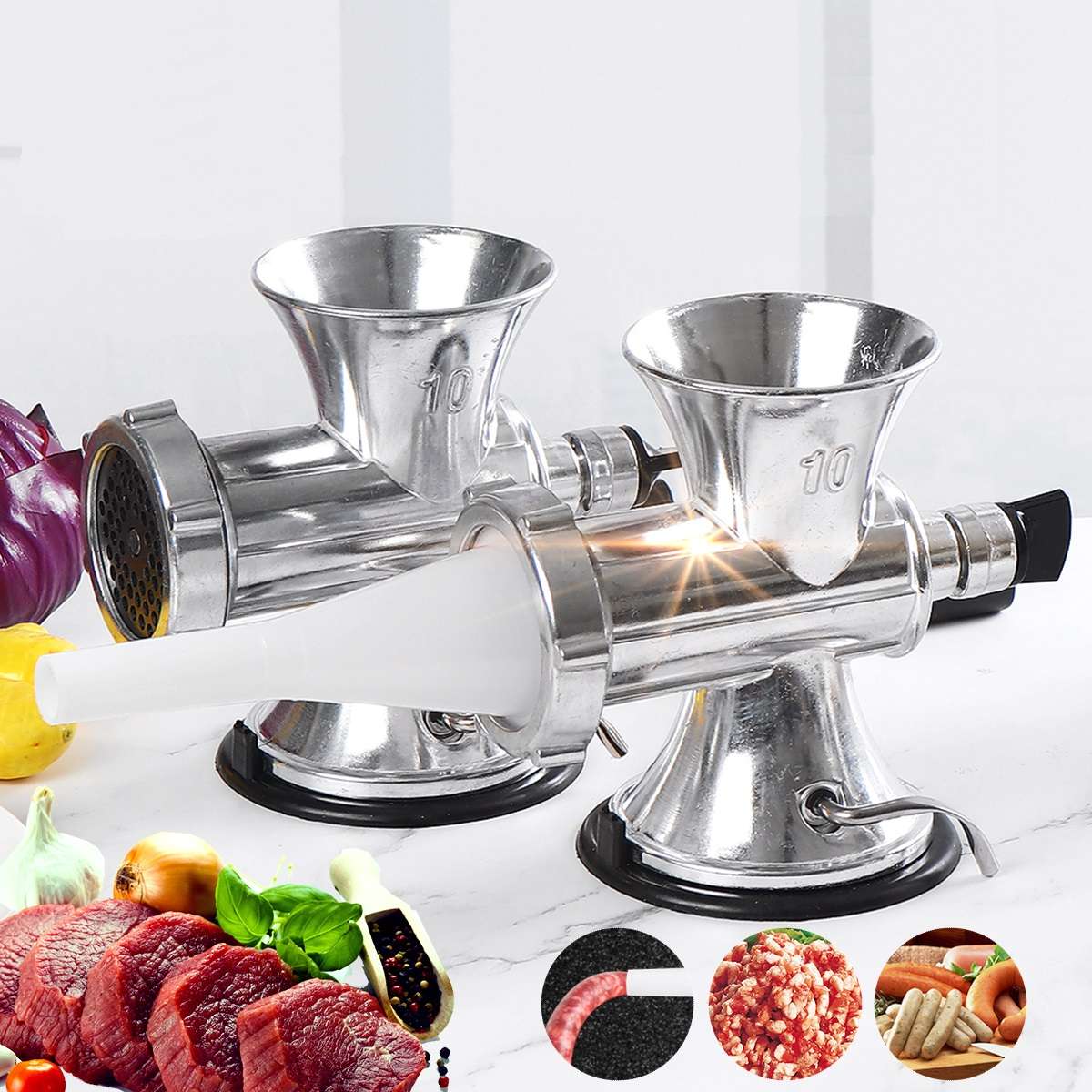 Household Hand Manual Meat Grinder Mincer Sausage Maker Meat Chopper Cooking (Type 10 Basic version)