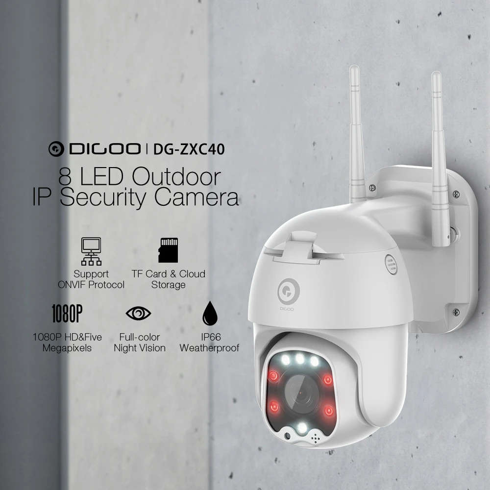 DIGOO DG-ZXC40 320 PTZ 5MP 1080P 8 LED WIFI Speed Dome IP Camera IR Full-color