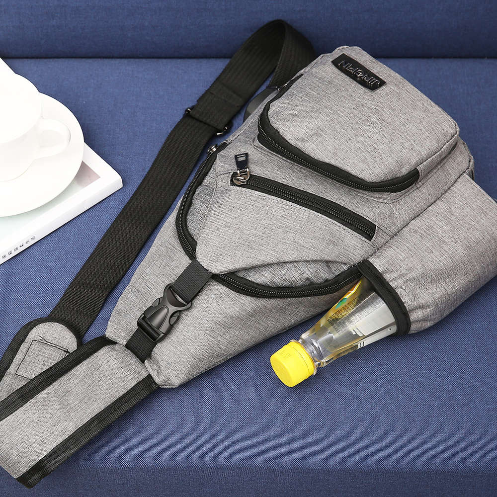 Men Oxford Large Capacity Casual Outdoor Travel USB Charging Port Sling Bag Chest Bag Cross (NO. 07)