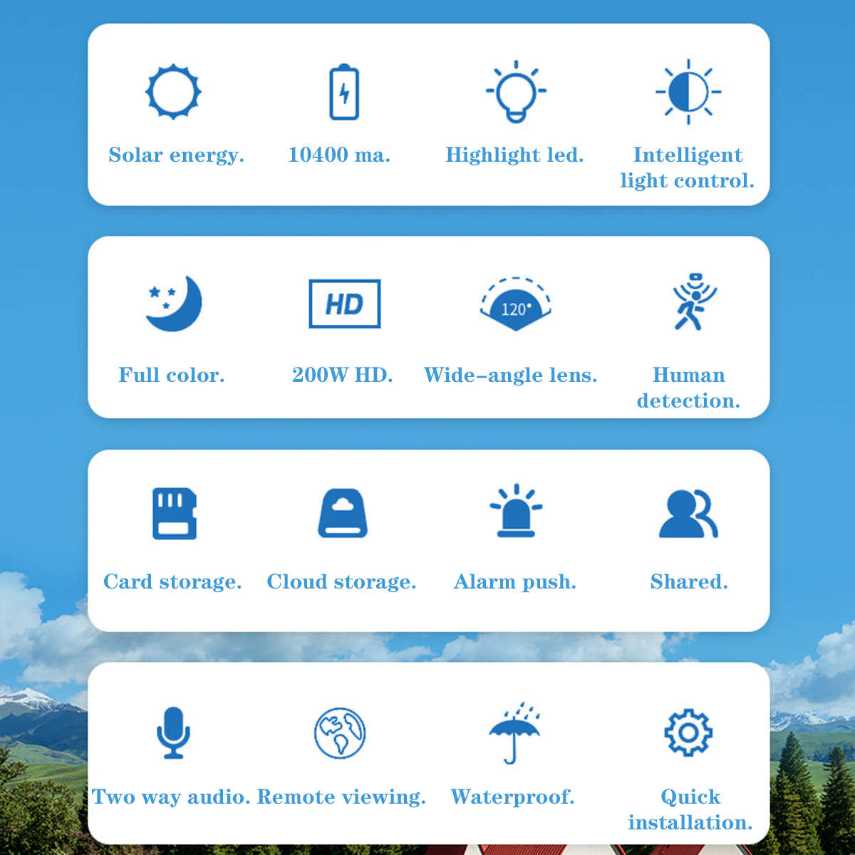 HD 4G Sim Card Security Network  Intelligent Camera Outdoor Household Solar Wireless Monitor Camera