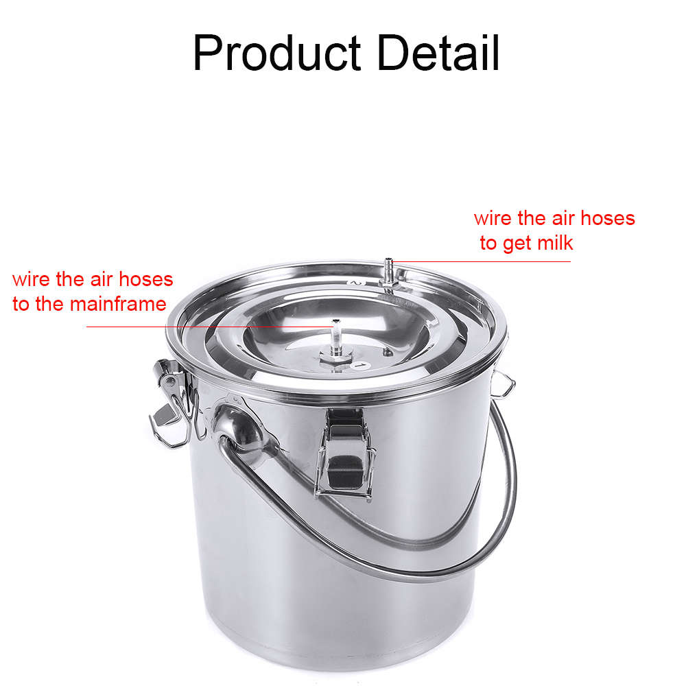 5L Electric Barrel Milking Machine Farm Cow Goat Milker Impulse Type Vacuum Pump Tools