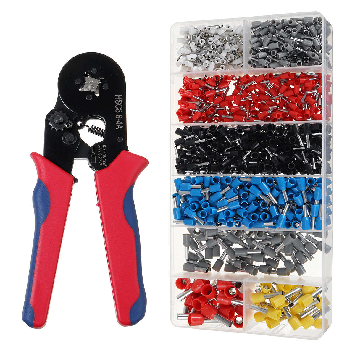 0.25-10mm Adjustable Crimper 1200PCS Wire Terminals Crimping Plier Tools Set (Type A)