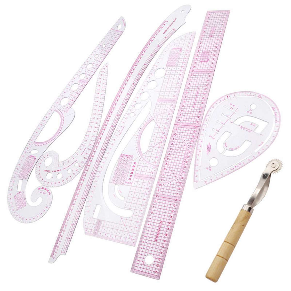 6 Set Clear Straight Curve Ruler Drawing Line Sewing Dressmaking Design Tools