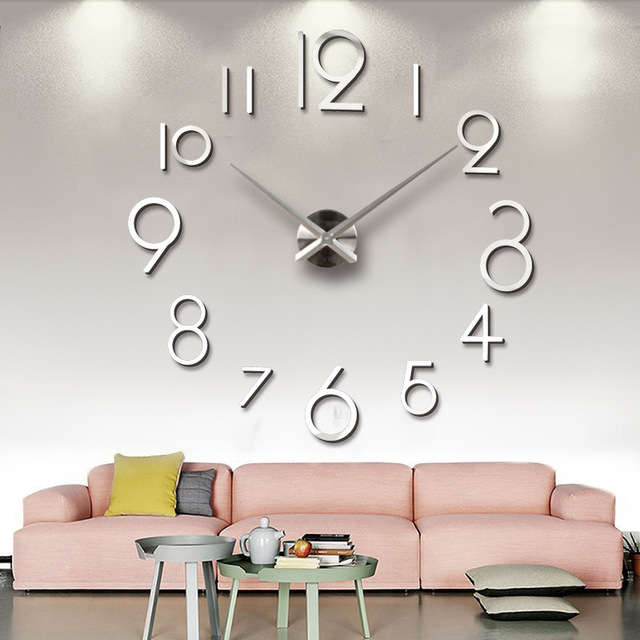 Creative Personality Simple Fashion Wall Clock 3d Acrylic Mirror Wall Stickers...-(Color Black G004)