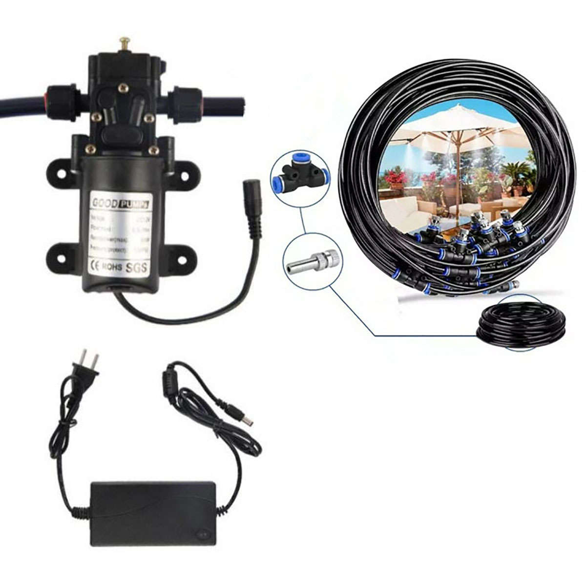 Water Misting Cooling System Mist Sprinkler Nozzle Plant Garden Outdoor Water S