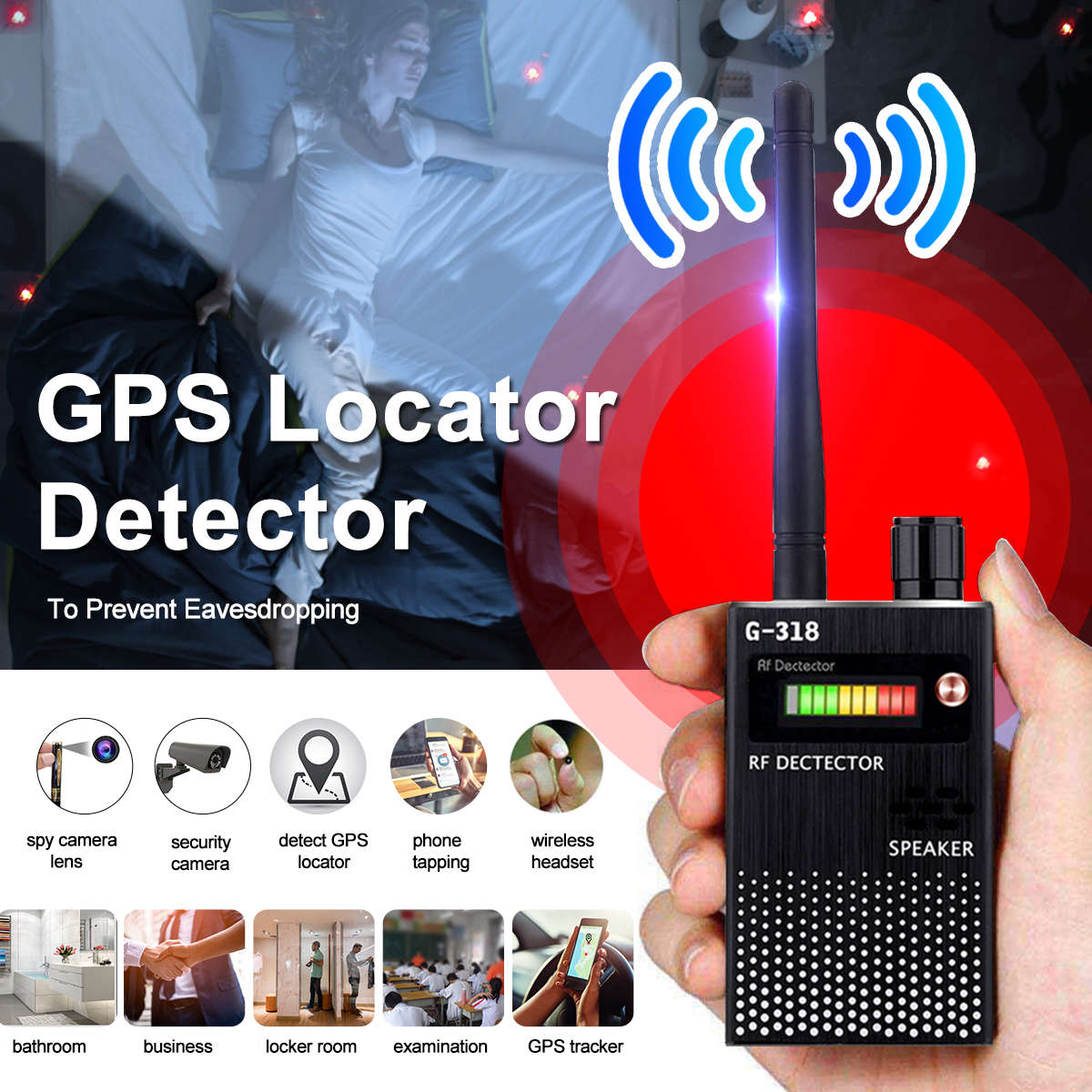 G318 Multi-Function GPS Detector GSM Audio Bug Finder RF Tracker Anti-Eavesdrop