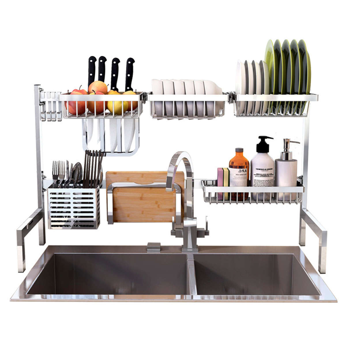Stainless Steel Kitchen Shelf Rack Drying Drain Storage Holders Plate Dish Rack Kitchen Storage