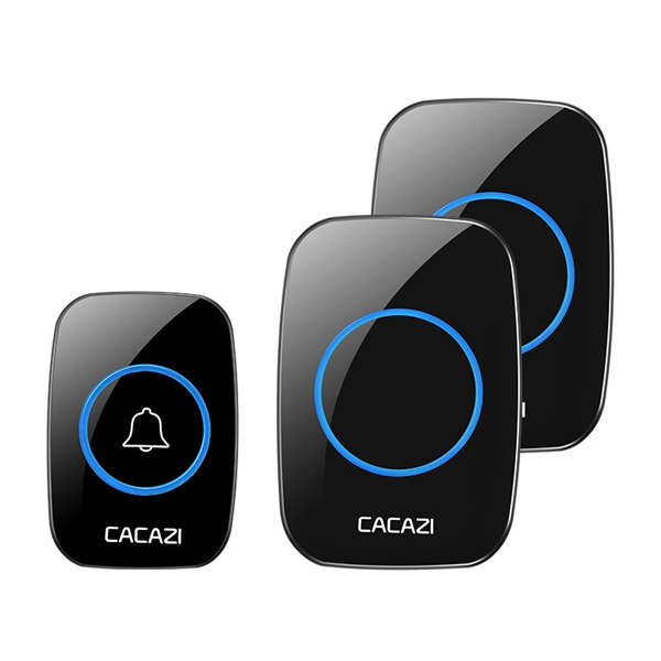CACAZI LED Smart Doorbell Waterproof 300M Remote Mini Wireless Door Be (Adaptor US Plug Type 1 to 1)