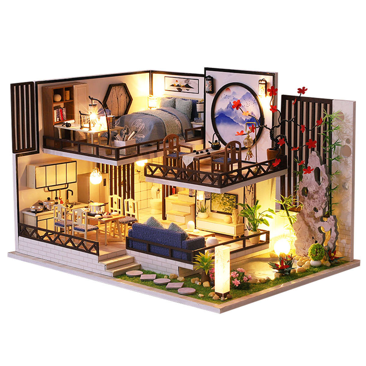 M-029 Chinese Style Wooden DIY Handmade Assemble Doll House Miniature Furniture