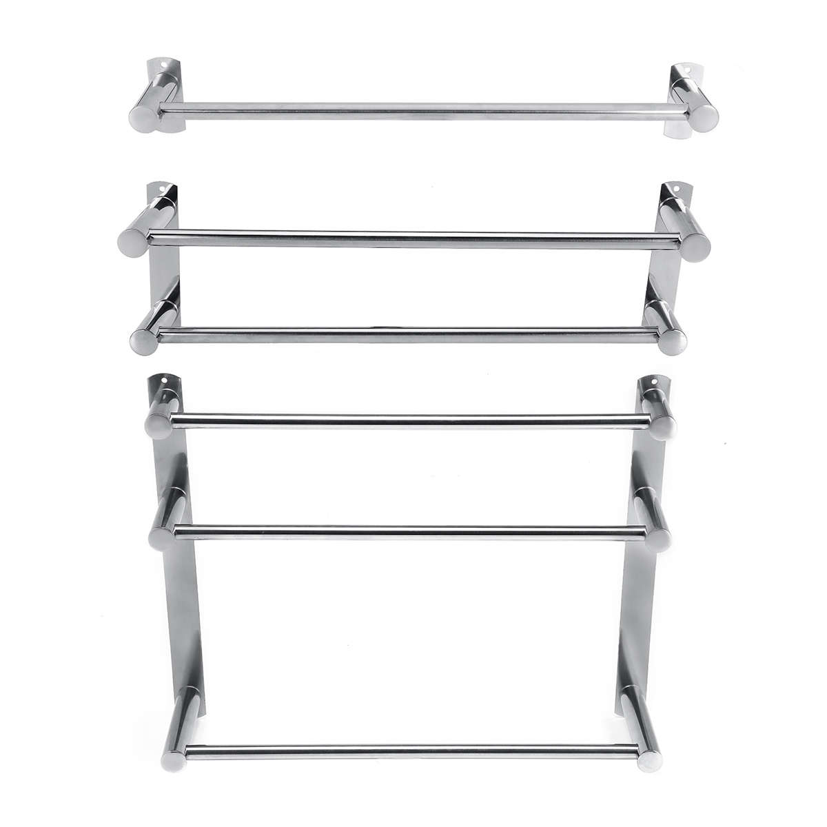 GUGE Towel Rail Rack Stainless Steel 1/2/3 Layer Shelf Holder Hook Wall Mounted