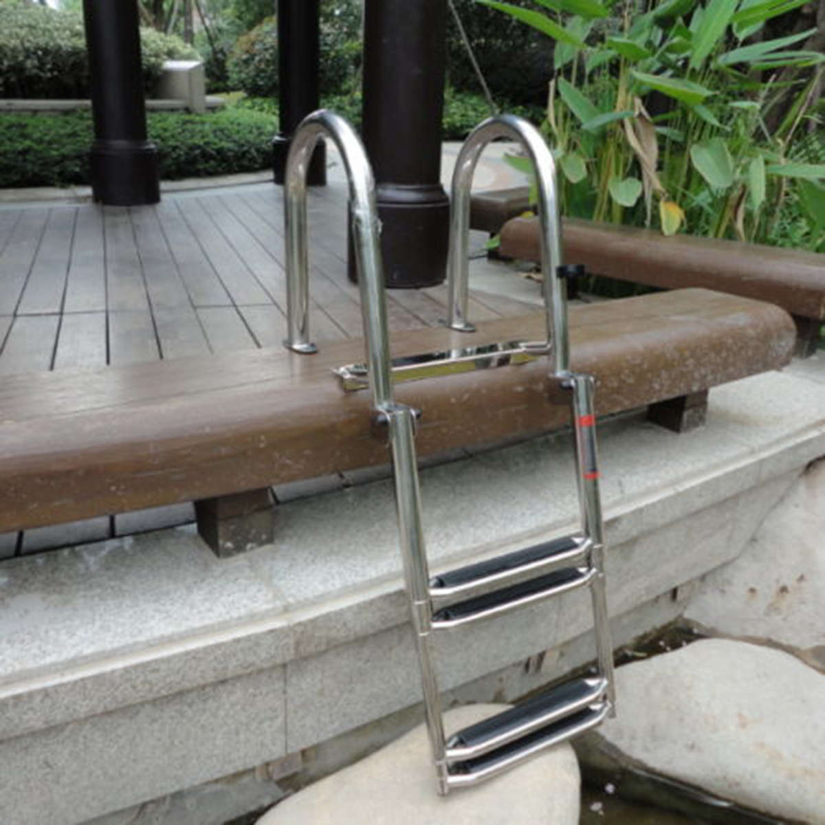 Stainless Steel Swimming Pool 4 Step Ladder Dock Boat Ladder Decorative Hardware