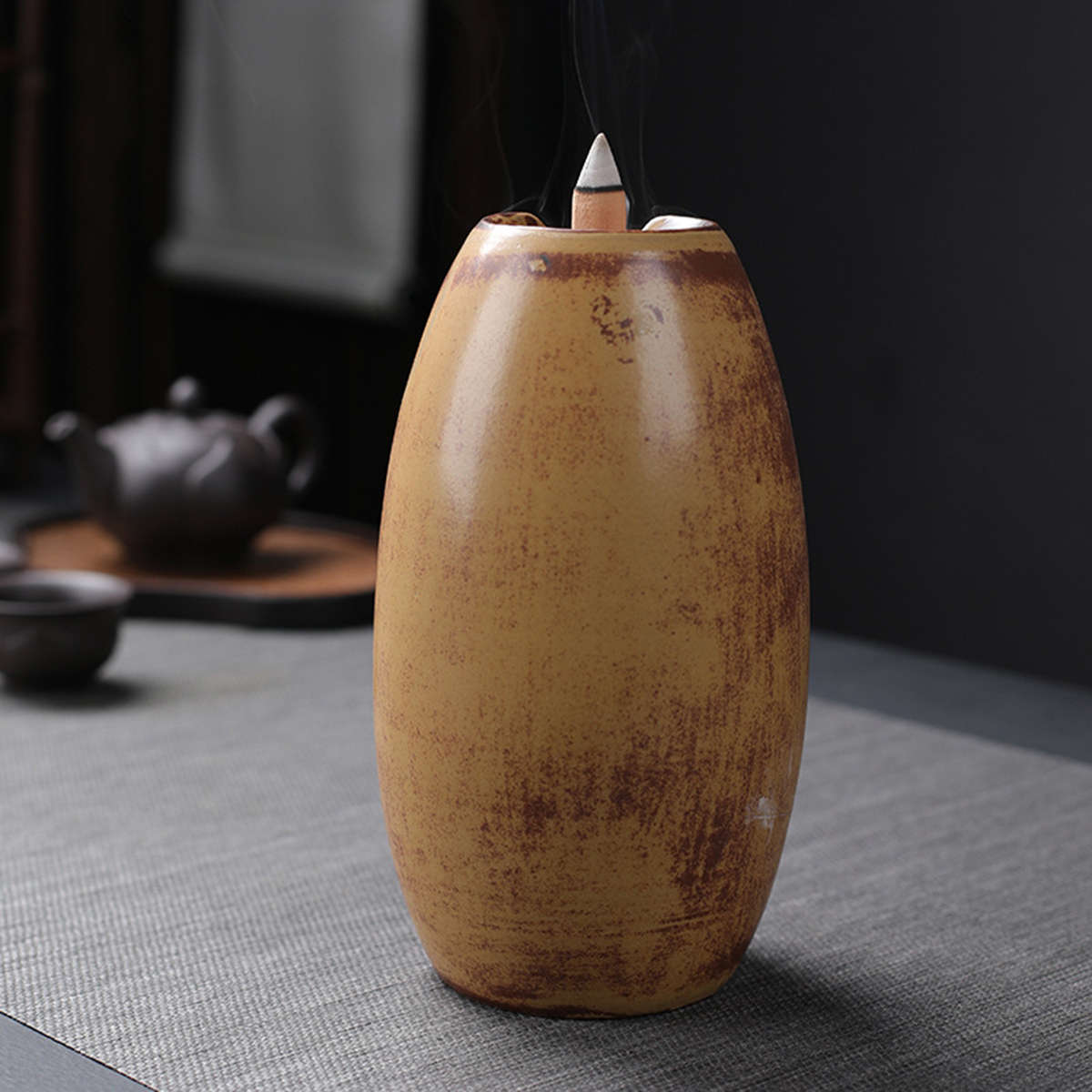 Porcelain Backflow Ceramic Cone Incense Burner Holder Buddhist Censer