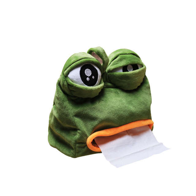 New Creative Sad Frog Cloth Toy Soft Frog Tissue Box Funny Paper Holder Plush Toys Tissue Box