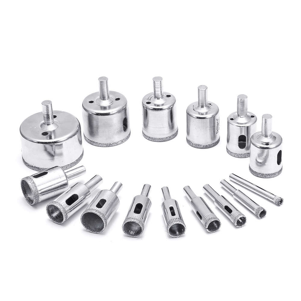 15pcs 6-50mm Diamond Hole Saw Cutter Tile Ceramic Glass Porcelain Marble Drill