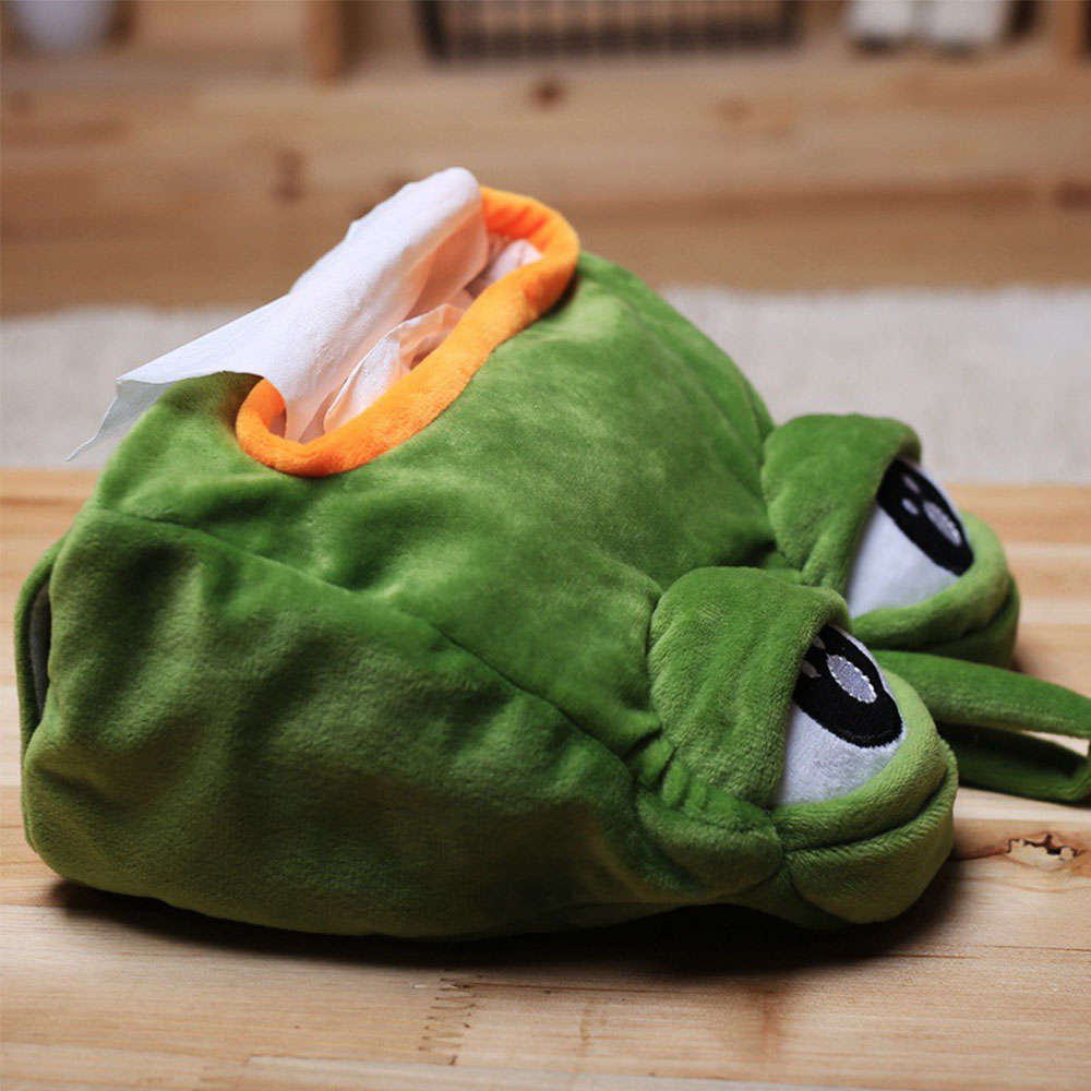 New Creative Sad Frog Cloth Toy Soft Frog Tissue Box Funny Paper Holder Plush Toys Tissue Box