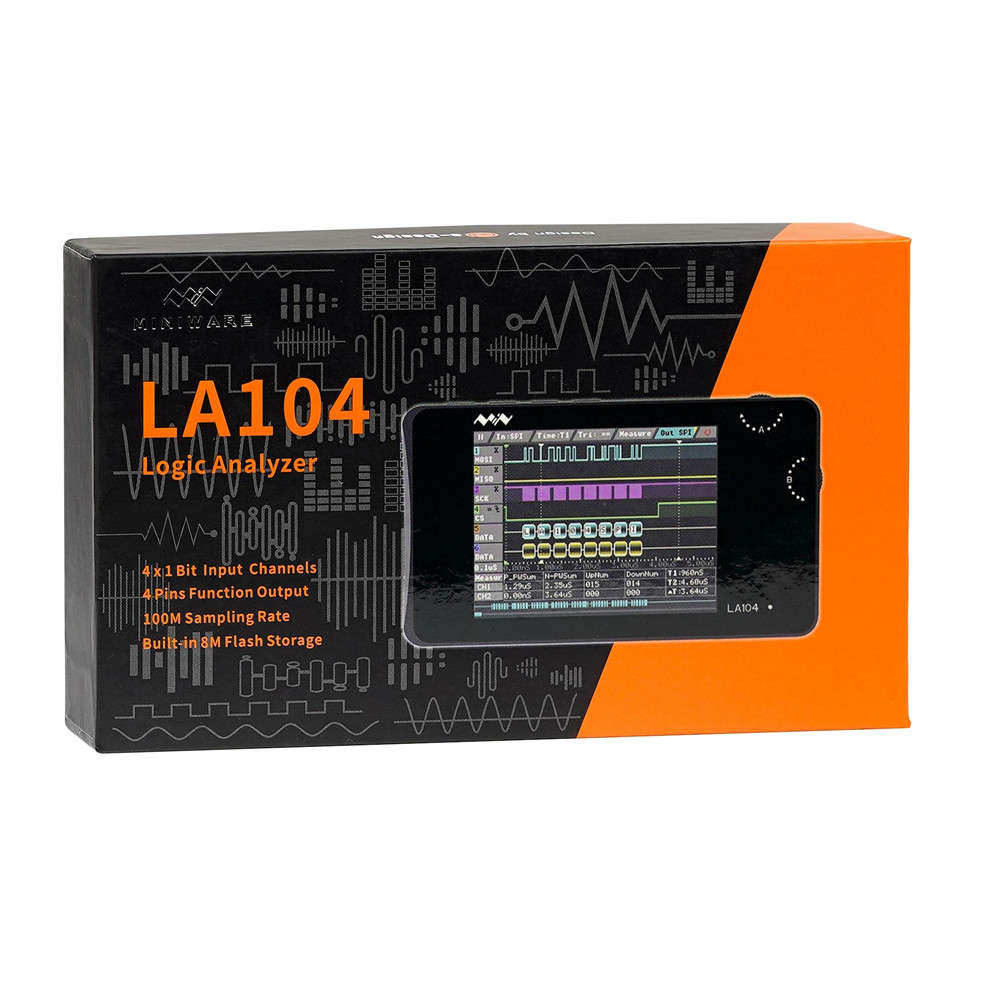 LA104 Digital Logics Analyzer 2.8 inch Screen 4 Channels Oscilloscope SPI IIC UART Programmable 100M