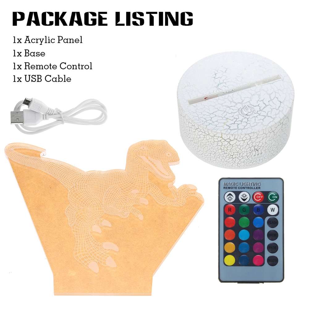 3D Dinosaur Night Light Touch Remote Control Gift Home Decor Sleeping