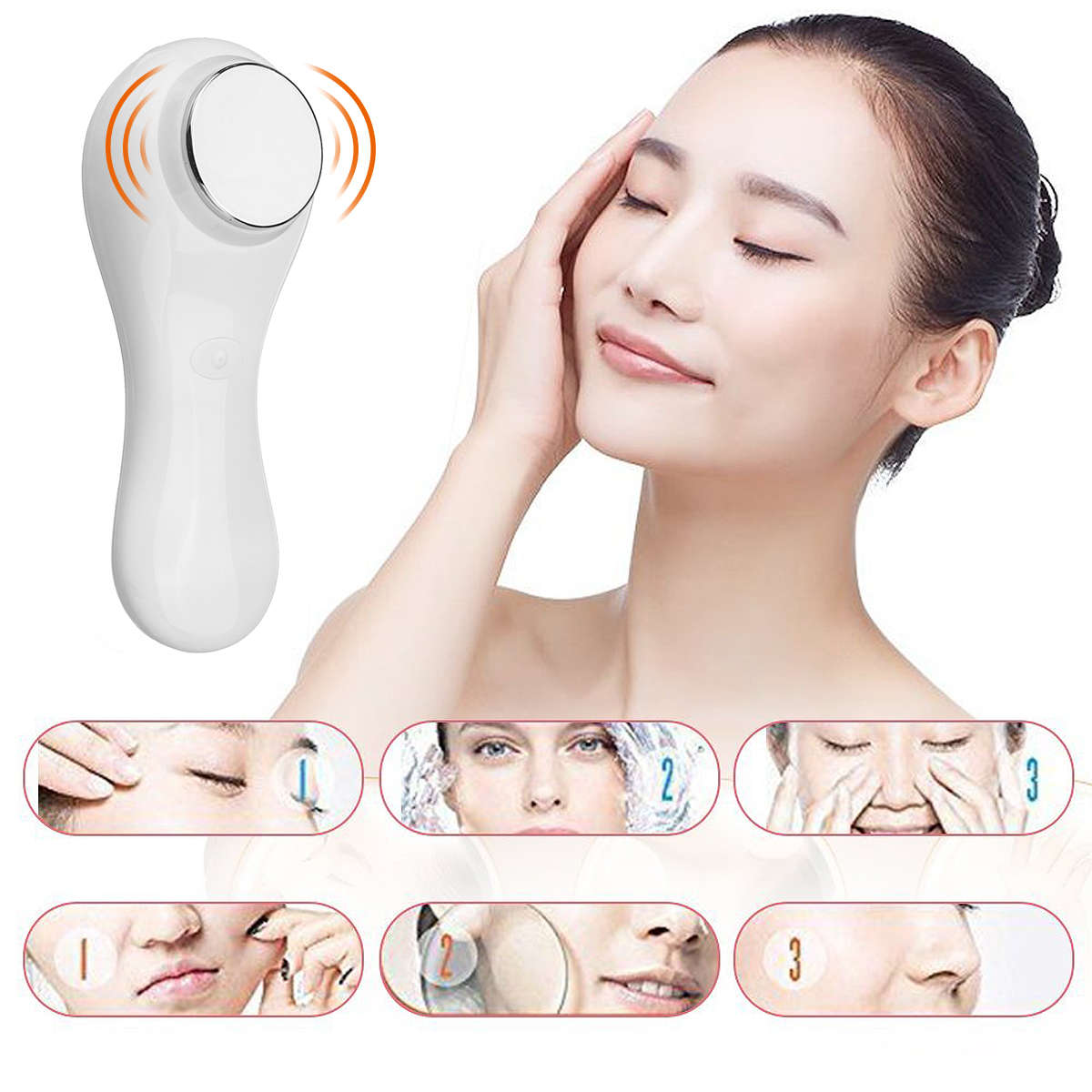 LuckyFine Negetive Ion Facial Clean Anti-aging Skin Care Vibration Acne Treatment Spa Massager Ma...