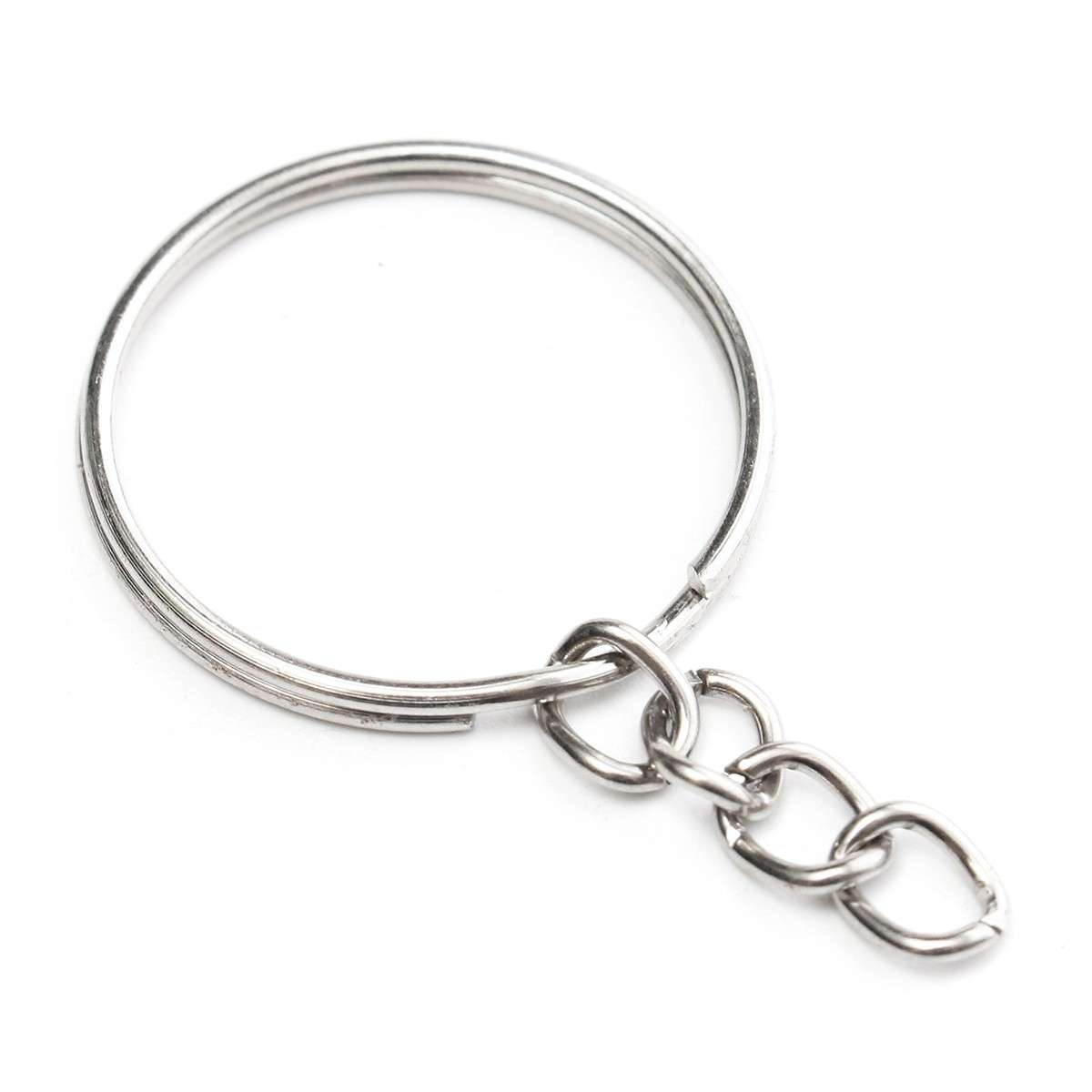 New 50pcs Bulk Split Metal Key Rings Keyring Blanks With Link Chains For DIY Cra